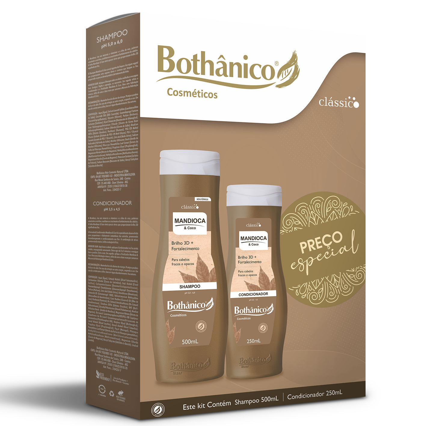 KIT MANDIOCA SH 500ML / CD 250ML BOT HAIR UN