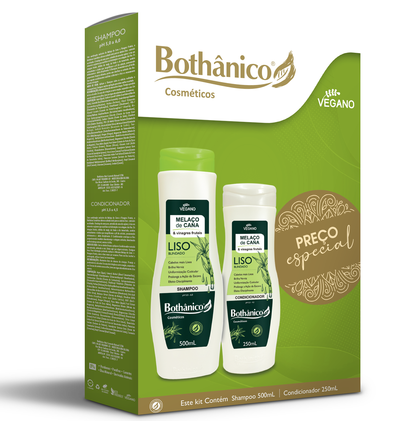 KIT MELACO DE CANA SH 500ML / CD 250ML BOT HAIR UN