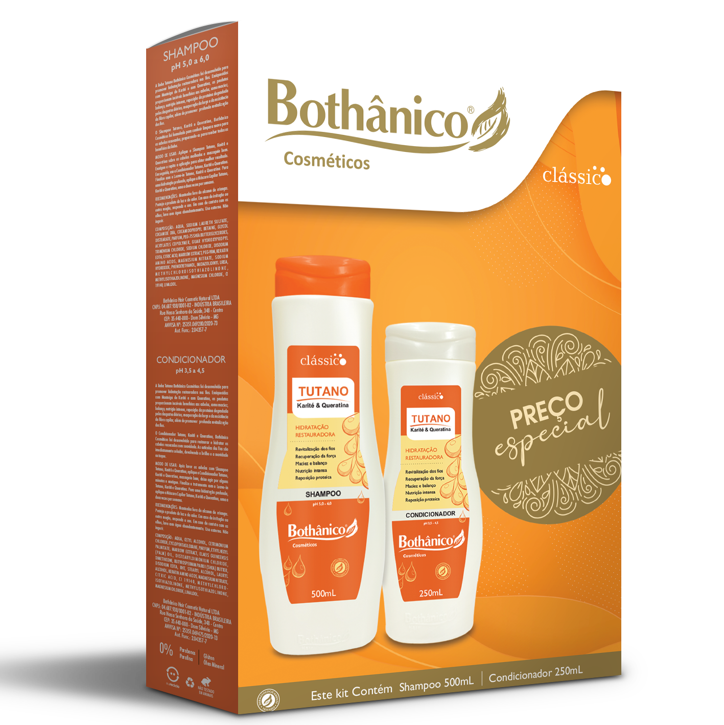KIT TUTANO SH 500ML / CD 250ML BOT HAIR CX6 (NOVO)
