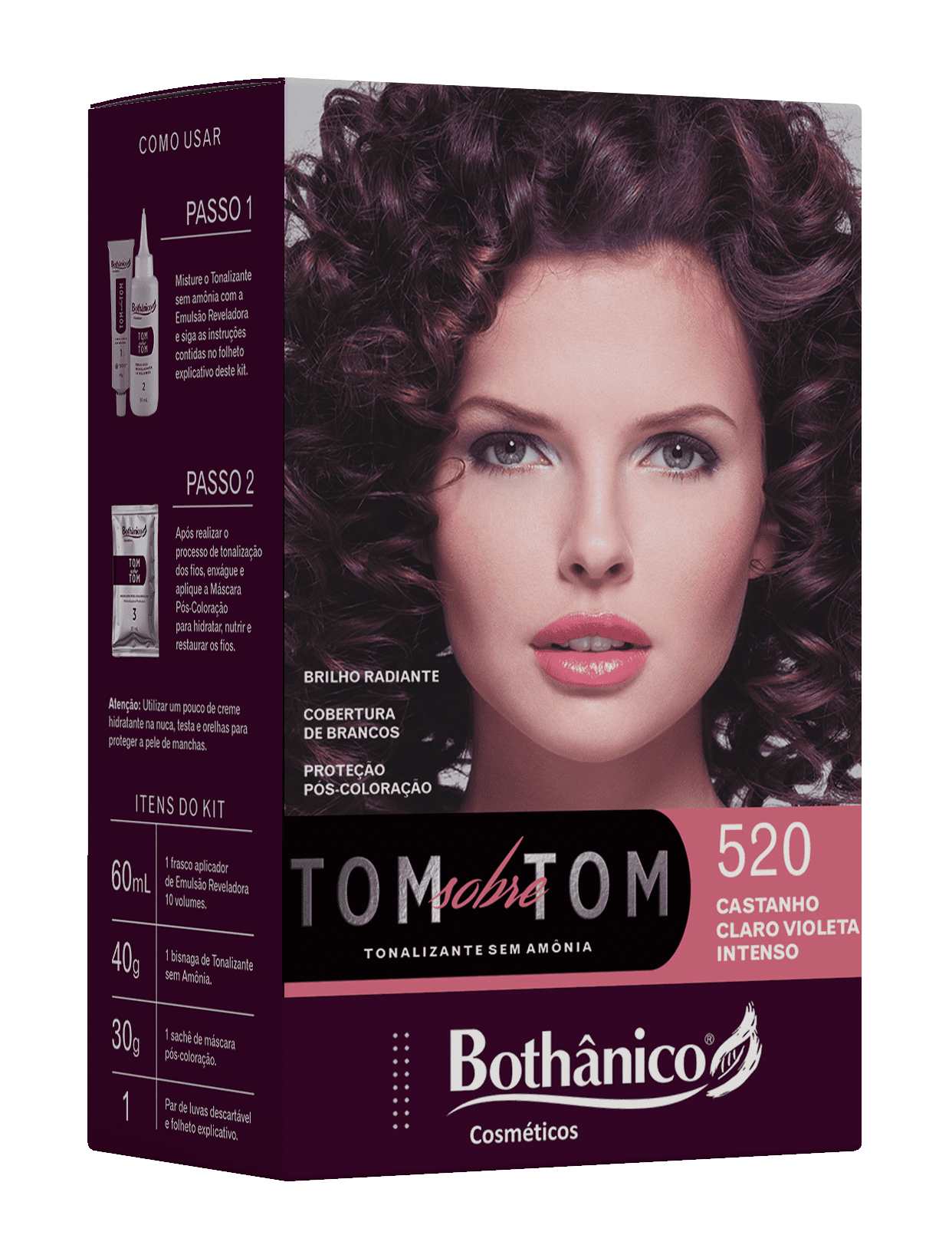 KIT TONALIZANTE 520 CASTANHO CLARO VIOLETA INTENSO UN